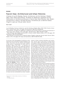 Fascist Italy: Architectural and Urban Histories