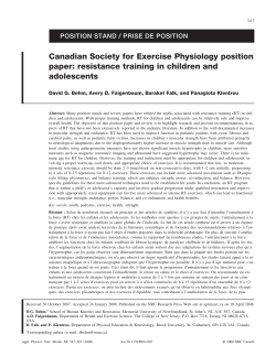 CSEP Position Stand - Canadian Society for Exercise Physiology