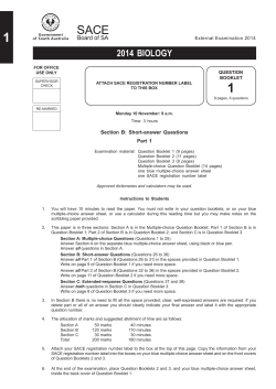 2014 Biology Examination Paper