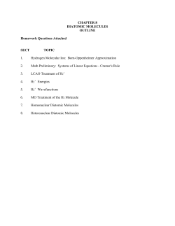 CHAPTER 8 DIATOMIC MOLECULES OUTLINE