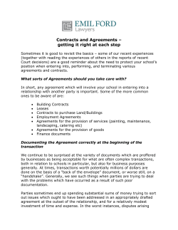 Contracts and Agreements &ndash; getting it right at each step