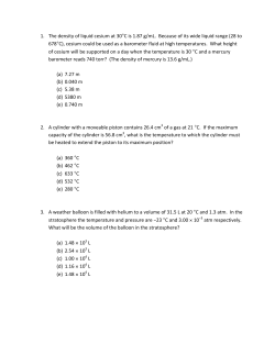 1. The density of liquid cesium at 30&deg;C is 1.87 g/mL. Because of its