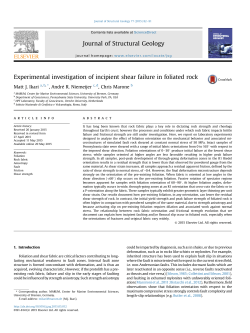 Experimental investigation of incipient shear failure in foliated rock