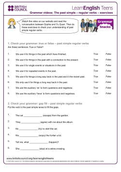 Grammar videos: The past simple &ndash; regular verbs &ndash; exercises