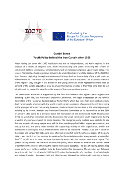 Csat&aacute;ri Bence Youth Policy behind the Iron Curtain after 1956