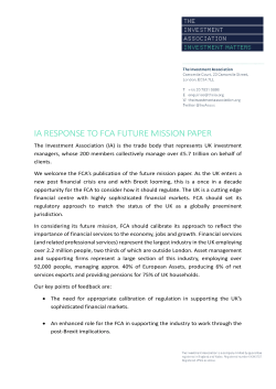 FCA Paper: Our Future Mission