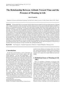 The Relationship Between Attitude Toward Time and the Presence