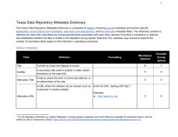 Texas Data Repository Metadata Dictionary