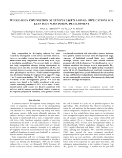 whole-body composition of xenopus laevis larvae: implications for