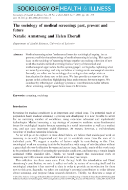 The sociology of medical screening: past, present and future