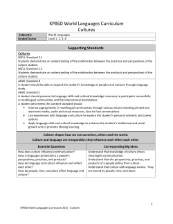 KPBSD World Languages Curriculum Cultures