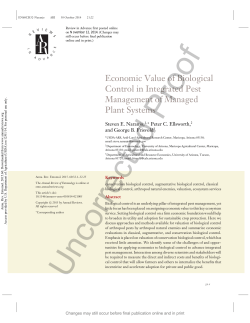 Economic Value of Biological Control in Integrated Pest