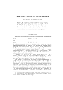 ITERATIVE SOLUTION OF TWO MATRIX EQUATIONS 1