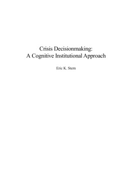 Crisis Decisionmaking: A Cognitive Institutional Approach
