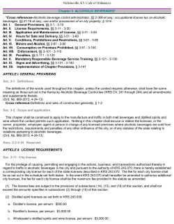 Alcoholic Beverage Ordinances.