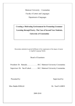 Mentouri University &ndash; Constantine Faculty of Letters and Languages