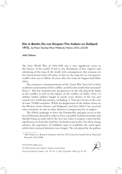 Die in Battle, Do not Despair: The Indians on Gallipoli