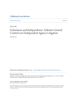 Solicitor General Control over Independent Agency Litigation