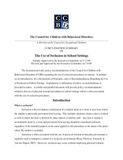 The Use of Seclusion in School Settings