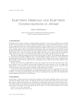 Electron Orbitals and Electron Configurations in
