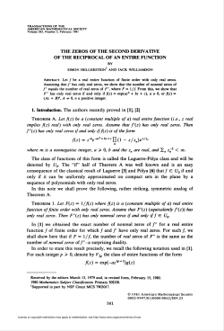 the zeros of the second derivative of the reciprocal of an entire function