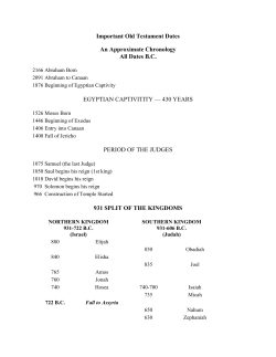 Important Old Testament Dates An Approximate Chronology All