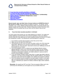 Procedures for Survivors of Sexual Assault or Other