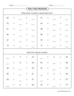 Place Value Worksheet Write each number in