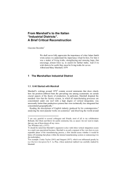 From Marshall`s to the Italian &ldquo;Industrial Districts&rdquo;