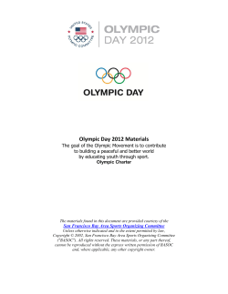 Olympic Day 2012 Materials - Bay Area Sports Organizing Committee