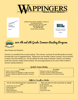2016 7th and 8th Grade Summer Reading Program