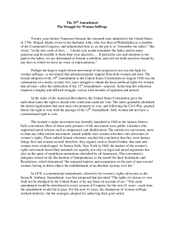The 19th Amendment Struggle for Woman Suffrage