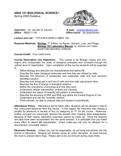 ABIO 121 Biological Science I