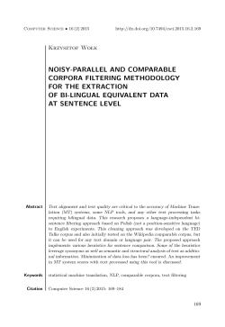 noisy-parallel and comparable corpora filtering methodology for the