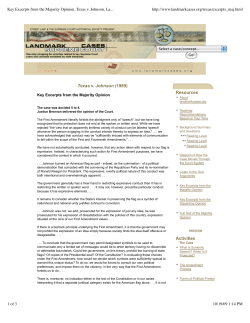 Key Excerpts from the Majority Opinion, Texas v. Johnson