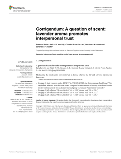 Corrigendum: A question of scent: lavender aroma promotes