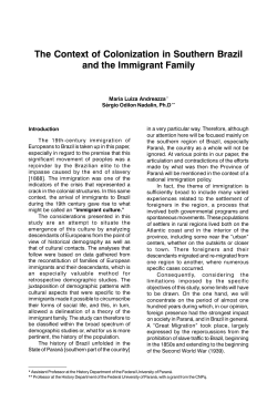 The Context of Colonization in Southern Brazil and the Immigrant