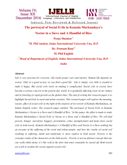 The portrayal of Social Evils in Kamala Markandaya`s Nectar in a