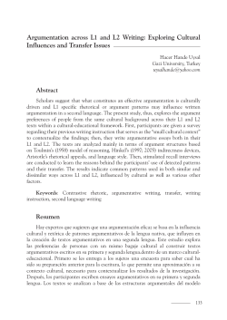 Argumentation across L1 and L2 Writing: Exploring Cultural