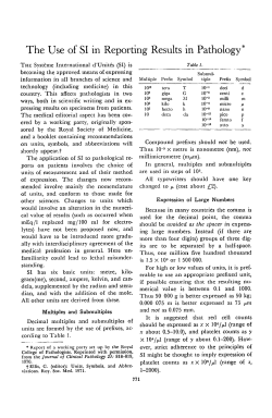 The Use of SI in Reporting Results in Pathology