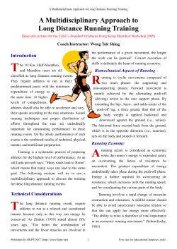 A Multidisciplinary Approach to Long Distance Running Training