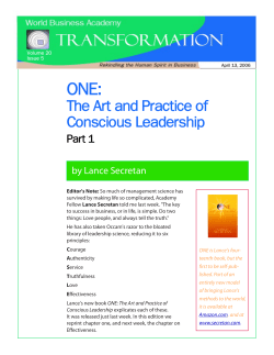 ONE: The Art and Practice of Conscious Leadership Part 1