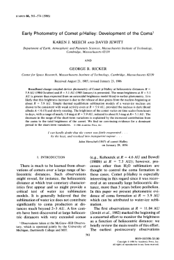 Early Photometry of Comet p/Halley: Development of the Coma 1