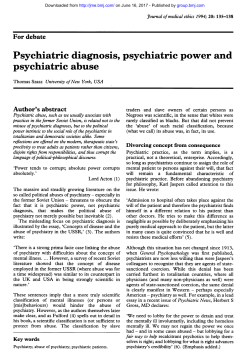 Psychiatric diagnosis, psychiatric power and psychiatric abuse