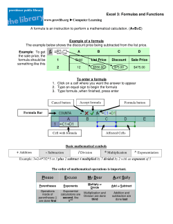 Excel 3: Formulas and Functions