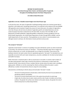 Industry Issues "Beyond the water heater" Legionella