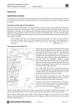 Jacob flees to Haran - Christadelphian Bible Mission