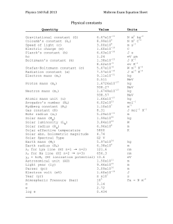 Equation Sheet for Midterm