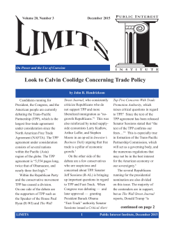 Look to Calvin Coolidge Concerning Trade Policy