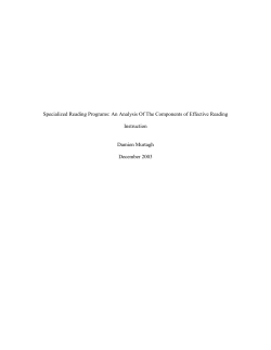 Specialized Reading Programs: An Analysis Of The Components of